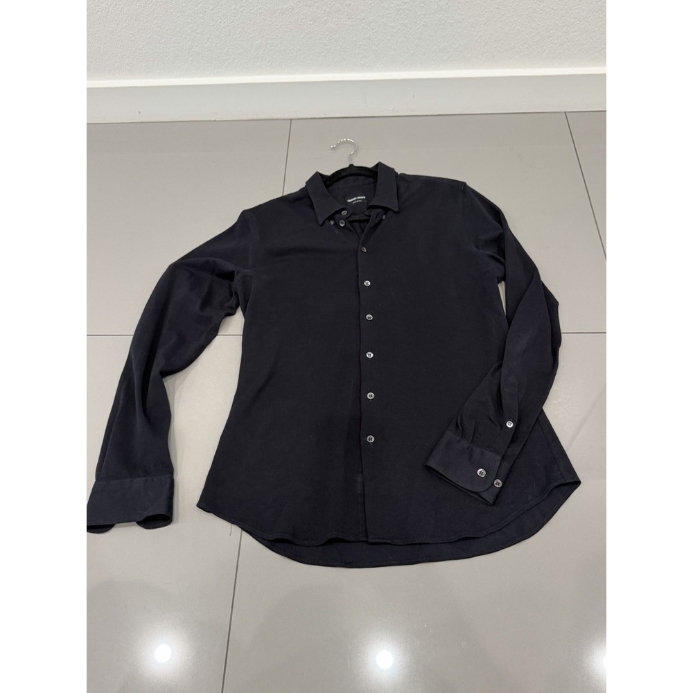 Giorgio Armani Mens Black Button Long Sleeve Shirt  16 1/2 42